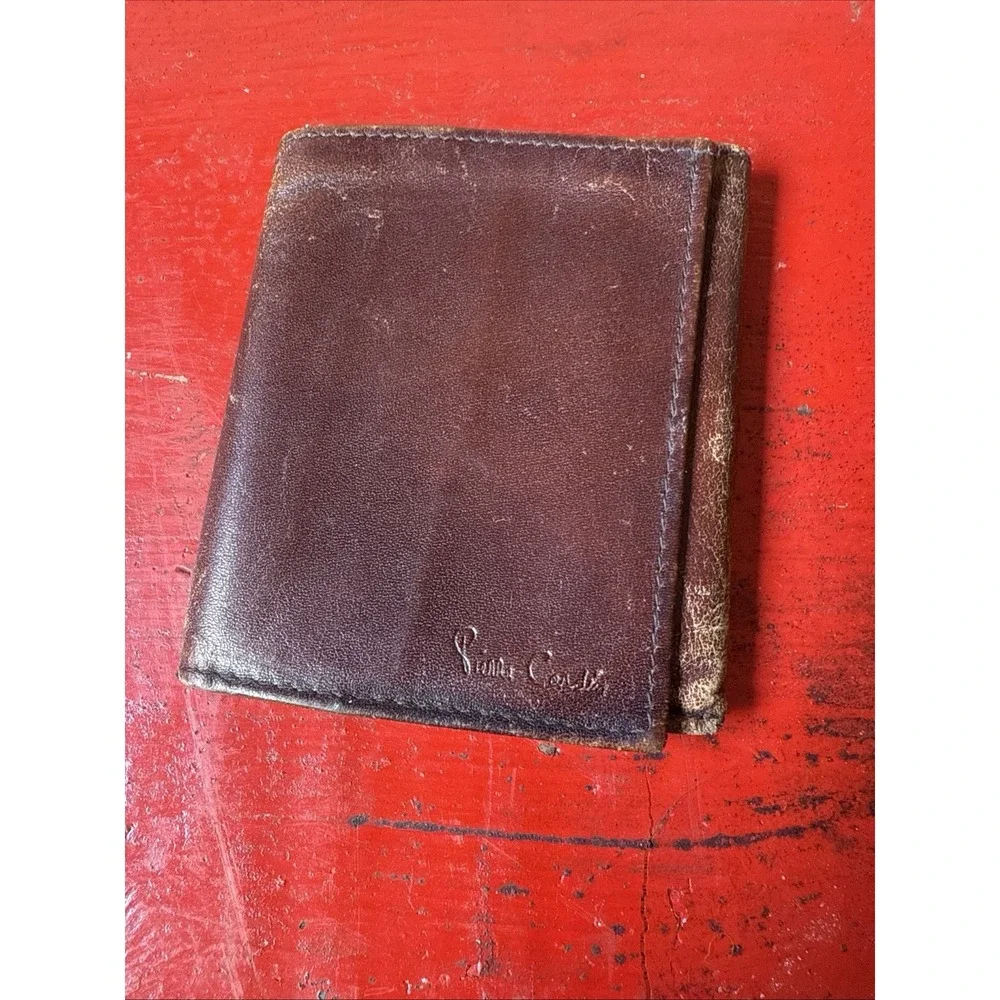 VTG Pierre Cardin DARK BROWN GENUINE LEATHER ID CARD BILL‎ HOLDER BIFOLD WALLET